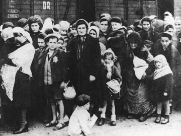 Jews on selection ramp at Auschwitz, May 1944